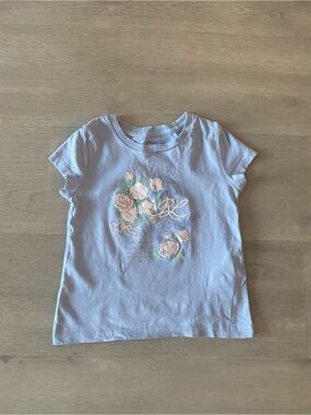 Polo by Ralph Lauren Pale Blue Floral Embroidered Girls' Tee